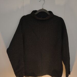 T Tahari Black Textured Turtleneck Sweater